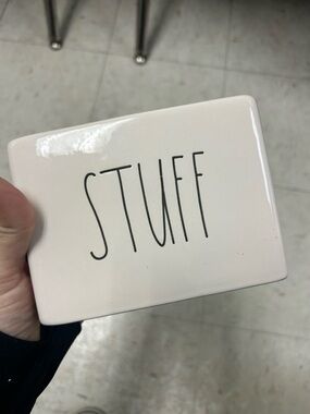 Rae Dunn White Ceramic "STUFF" Storage Dish